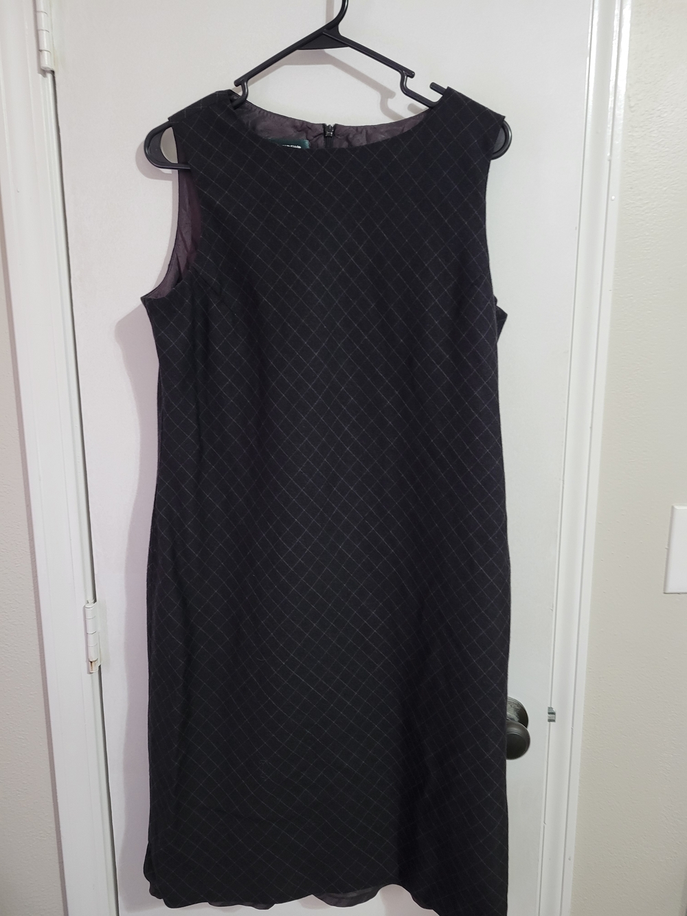 Ralph Lauren Black Sleeveless Grid-Print Shift Dress
